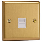 Brushed Brass Classic 1 Gang Telephone Slave Extension Socket White Inserts