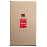 Brushed Copper Screwless Urban Cooker Switch 45A with Neon (Vertical Twin Plate)