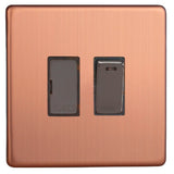 Brushed Copper Screwless Urban 13A Decorative Switched Fused Spur with Neon