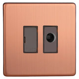 Brushed Copper Screwless Urban 13A Decorative Unswitched Fused Spur with Flex Outlet
