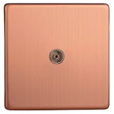 Brushed Copper Screwless Urban 1 Gang TV Socket Co Axial