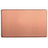 Brushed Copper Screwless Urban Double Blank Plate