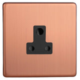 Brushed Copper Screwless Urban 1 Gang 5A Round Pin Socket Black Inserts