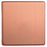 Brushed Copper Screwless Urban Single Blank Plate