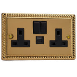 Varilight XG5UACB | Georgian Brass Classic Switched USB Socket