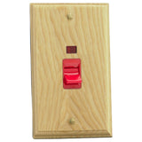 Ash Kilnwood Cooker Switch 45A with Neon (Vertical Twin Plate)