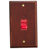 Mahogany Kilnwood Cooker Switch 45A with Neon (Vertical Twin Plate)
