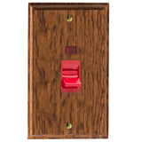 Medium Oak Kilnwood Cooker Switch 45A with Neon (Vertical Twin Plate)