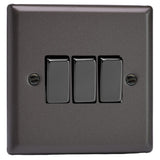 Graphite Grey Classic 3 Gang 10A 1 or 2 Way Decorative Rocker Switch