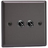 Graphite Grey Classic 2 Gang 10A 1 or 2 Way Decorative Toggle Switch