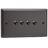 Graphite Grey Classic 4 Gang 10A 1 or 2 Way Decorative Toggle Switch (Twin Plate)