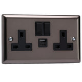 Varilight XR5UACB | Pewter Classic Switched USB Socket