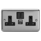 Varilight XS5UACB | Matt Chrome Switched USB Socket