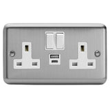 Varilight XS5UACW | Matt Chrome Switched USB Socket