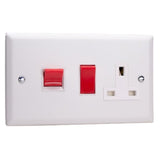 Chalk Matt White Urban Cooker Switch 45A with 13A Switched Socket Outlet White Inserts