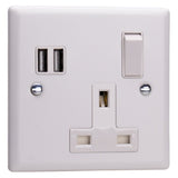 Varilight XY4U2SW.CW | Chalk Matt White Urban Switched USB Socket | XY4U2SWCW