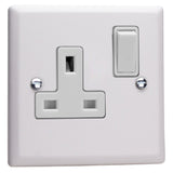 Chalk Matt White Urban 1 Gang 13A Double Pole Switched Socket White Inserts