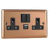 Varilight XY5UACB.CU | Polished Copper Urban Switched USB Socket | XY5UACBCU
