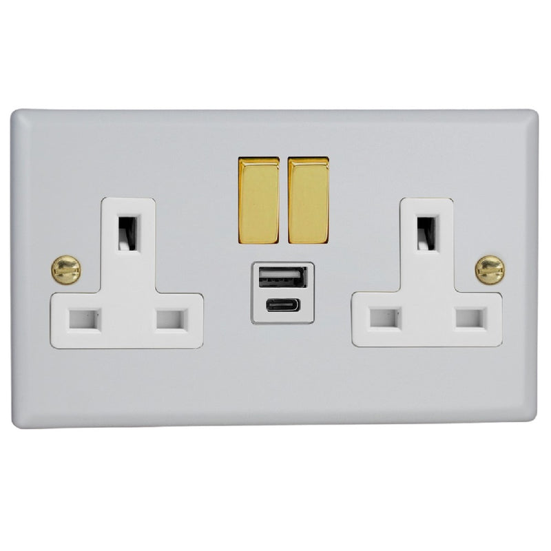 Varilight XY5UACVW.MW | Matt White Vogue Switched USB Socket | XY5UACVWMW