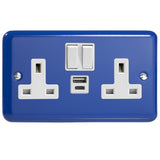 Varilight XY5UACW.RB | Reflex Blue Lily Switched USB Socket | XY5UACWRB