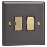 Slate Grey Vogue 13A Polished Brass Switched Fused Spur
