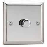 Mirror Chrome Classic V-PRO Professional 1 Gang 2 Way Push On Off LED Dimmer 1 x 0W-120W