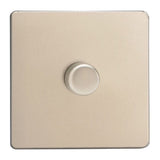 Satin Chrome Screwless V-PRO Professional 1 Gang 2 Way Push On Off LED Dimmer 1 x 0W-120W