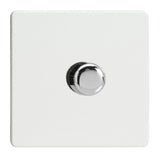 Premium White Screwless V-PRO Professional 1 Gang 2 Way Push On Off LED Dimmer 1 x 0W-120W