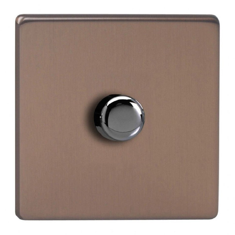Varilight JDYP401S.BZ | Brushed Bronze Screwless Urban Dimmer Switch | JDYP401SBZ