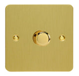 Brushed Brass Ultraflat V-PRO Professional 1 Gang 2 Way Push On Off LED Dimmer 1 x 0W-120W