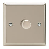 Satin Chrome Classic V-PRO Professional 1 Gang 2 Way Push On Off LED Dimmer 1 x 0W-120W