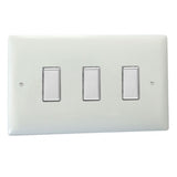 Polar White V-PRO Multi Point 3 Gang Multi-Way Touch Master LED Dimmer 3 x 0W-100W (Twin Plate)