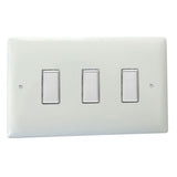 Polar White V-PRO Multi Point 3 Gang Multi-Way Touch Slave LED Dimmer Use with Master (Twin Plate)