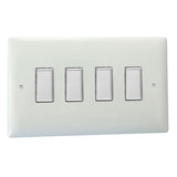 Polar White V-PRO Multi Point 4 Gang Multi-Way Touch Slave LED Dimmer Use with Master (Twin Plate)