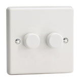White V-PRO Professional 2 Gang 2 Way Push On Off LED Dimmer 2 x 0W-120W