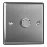 Brushed Steel Classic V-PRO Professional 1 Gang 2 Way Push On Off LED Dimmer 1 x 0W-120W