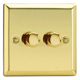 Victorian Brass Classic V-PRO Professional 2 Gang 2 Way Push On Off LED Dimmer 2 x 0W-120W