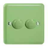 Beryl Green Lily V-PRO Professional 2 Gang 2 Way Push On Off LED Dimmer 2 x 0W-120W