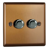 Brushed Bronze Urban V-PRO Professional 2 Gang 2 Way Push On Off LED Dimmer 2 x 0W-120W