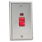 Mirror Chrome Classic Cooker Switch 45A with Neon (Vertical Twin Plate)