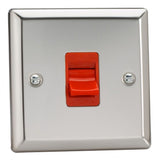 Mirror Chrome Classic Cooker Switch 45A (Single Plate)