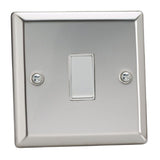 Mirror Chrome Classic 1 Gang 10A Retractive White Switch