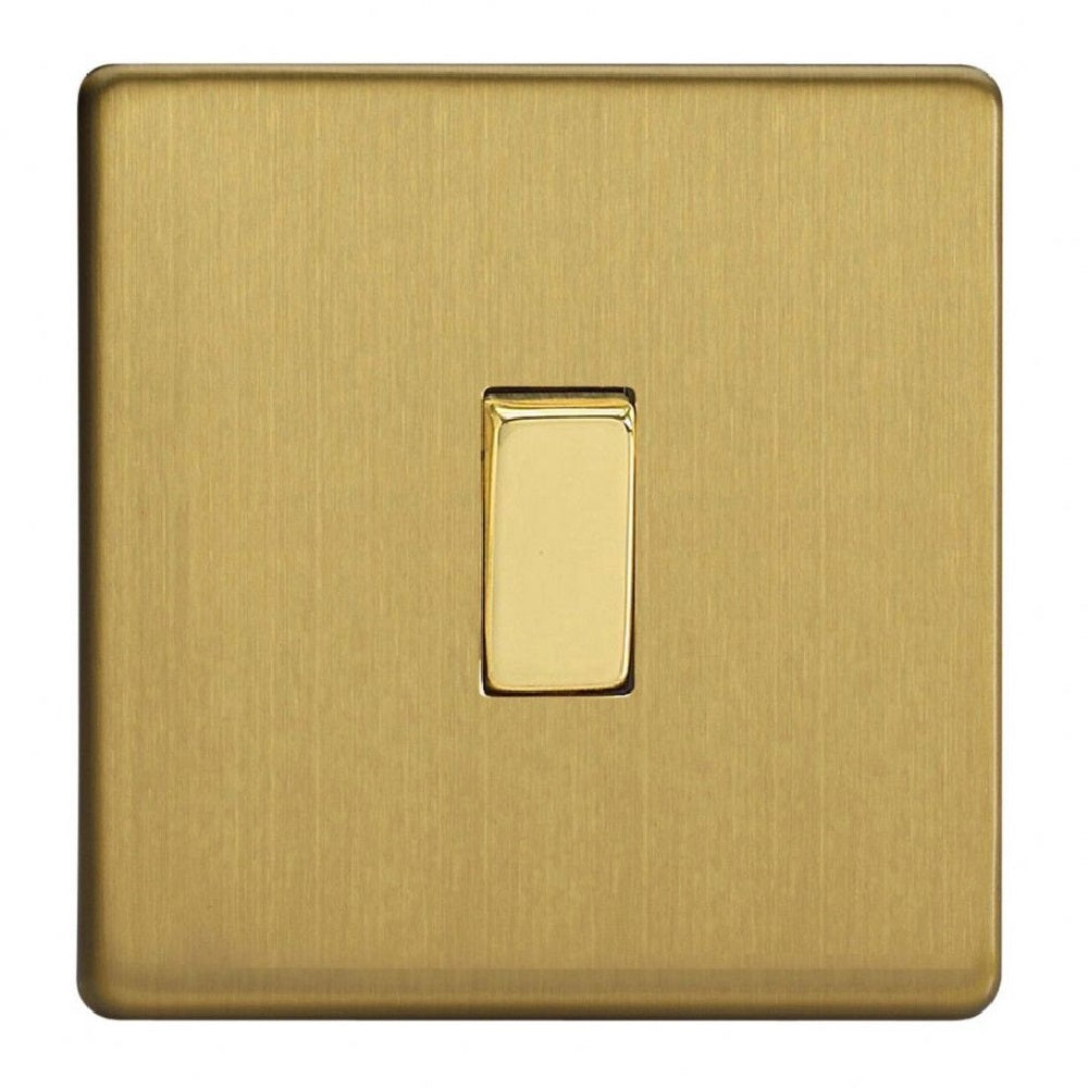 Brushed Brass Screwless 1 Gang 10A Retractive Decorative Switch – The ...