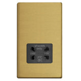 Varilight XDBSSBS | Brushed Brass Screwless Shaver Socket