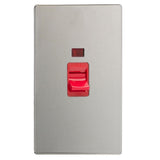 Polished Chrome Screwless Cooker Switch 45A with Neon (Vertical Twin Plate)