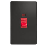 Premium Black Screwless Cooker Switch 45A with Neon (Vertical Twin Plate)