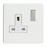 Premium White Screwless 1 Gang 13A Double Pole Decorative Switched Socket White Inserts