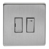 Brushed Steel Screwless 13A Decorative Switched Fused Spur with Neon