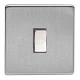Brushed Steel Screwless 1 Gang 6A 2 Way & Off Retractive Decorative Switch