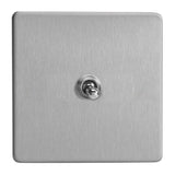 Brushed Steel Screwless 1 Gang 10A 1 or 2 Way Decorative Toggle Switch
